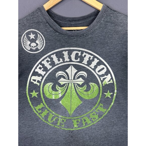 Affliction Y2K Live Fast MMA UFC Sport Grey Fade Shirt Wrestling Hype Streetwear - Picture 3 of 16
